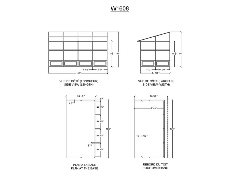 Gazebo Penguin Florence - Solarium mural 8x16 Toit de polycarbonate 