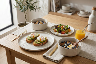 Rachel 12-Piece Stoneware Dinnerware Set, Service for 4  | Ensemble de Vaisselle Rachel 12 Morceaux en Gres, Service pour 4