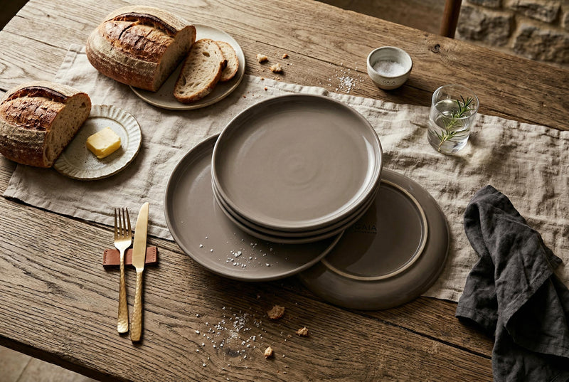 Ensemble de 4 Grandes Assiettes Gaia en Gres