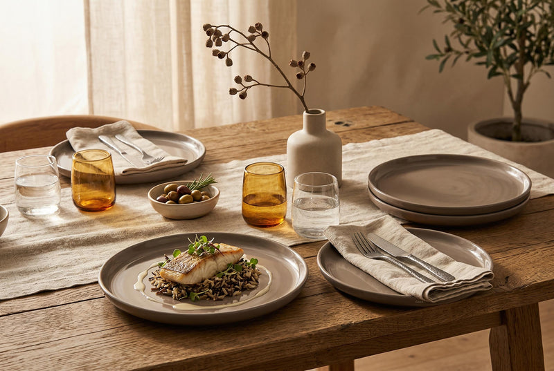 Ensemble de 4 Grandes Assiettes Gaia en Gres