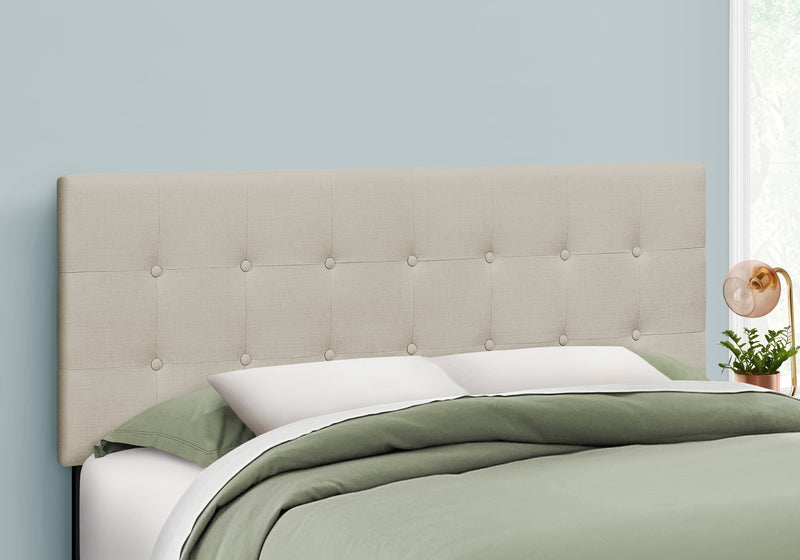 Tête de lit d’apparence lin beige pour grand lit