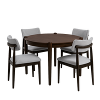 Ensemble de salle à manger Ivy 5 pièces avec table ronde de 42 po (L) et 4 chaises Ren - brun et beige
