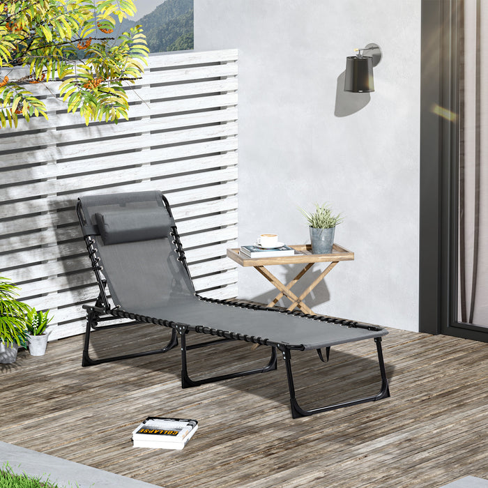 Outsunny Chaise Longue Pliante, Inclinable Avec Dossier Reglable