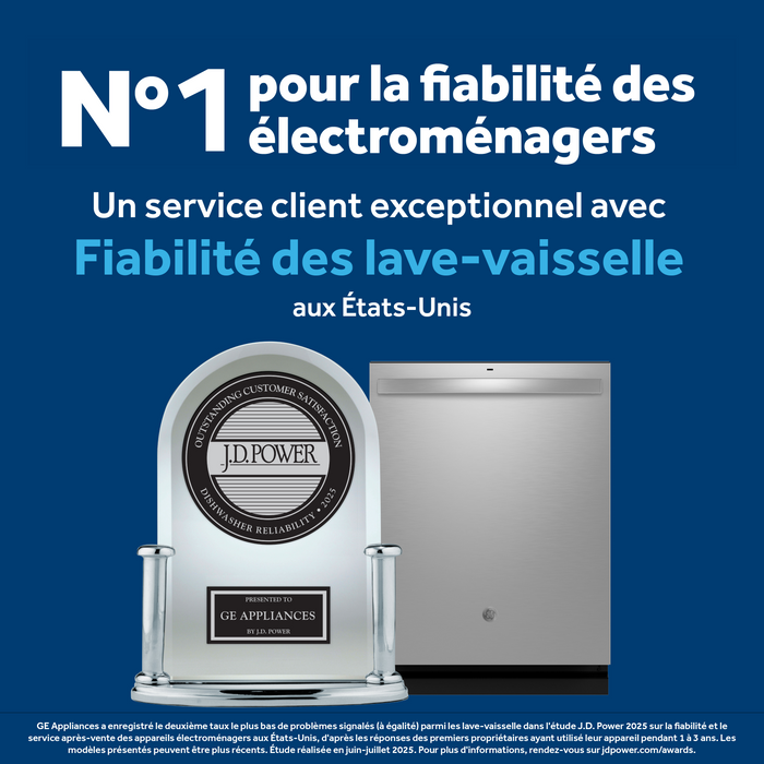 Lave-vaisselle encastré Profile à 47 dBA de 18 po avec commandes sur le dessus et élément chauffant Calrod - acier inoxydable - PDT145SSLSS