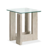 Table de bout Jerome de 22 po avec dessus en verre - pin fumé