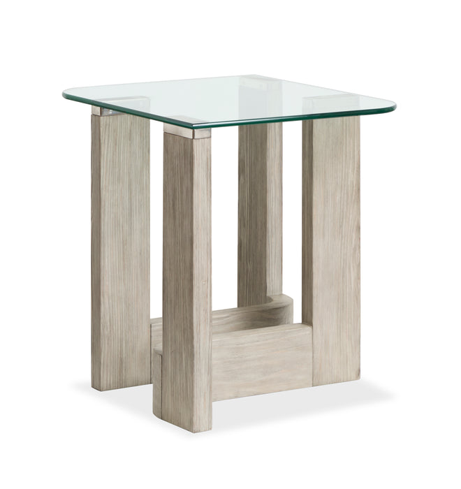 Table de bout Jerome de 22 po avec dessus en verre - pin fumé
