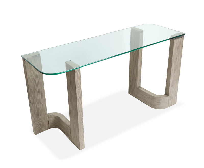 Table de salon Jerome de 52 po avec dessus en verre - pin fumé