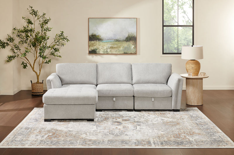 Sofa sectionnel de gauche Vault 3 pièces avec fauteuil long de rangement et 2 fauteuils de rangement - gris