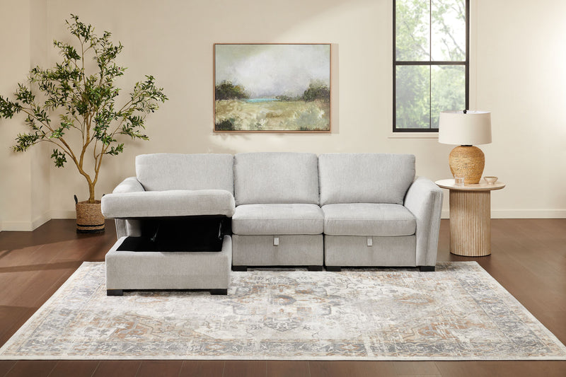 Sofa sectionnel de gauche Vault 3 pièces avec fauteuil long de rangement et 2 fauteuils de rangement - gris