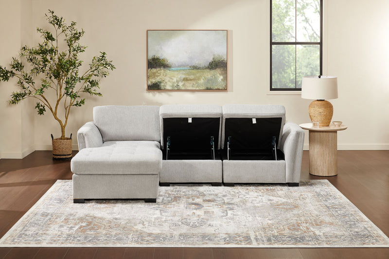 Sofa sectionnel de gauche Vault 3 pièces avec fauteuil long de rangement et 2 fauteuils de rangement - gris