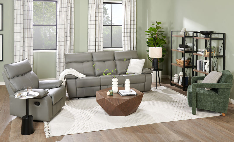 Fauteuil inclinable Matteo de 42 po en cuir véritable - gris Aviarah