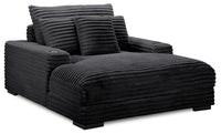 Fauteuil long Alto de 58 po en tissu de fausse fourrure très douce avec deux porte-gobelets et port USB - ebony