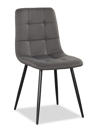 Arlo Dining Chair with Cushion Fabric Tufted Seat & Back, Metal – Charcoal | Chaise de salle à manger Arlo en métal avec siège et dossier coussinés capitonnés en tissu - anthracite