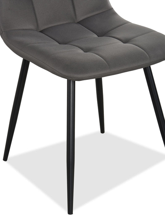 Chaise de salle à manger Arlo en métal avec siège et dossier coussinés capitonnés en tissu - anthracite
