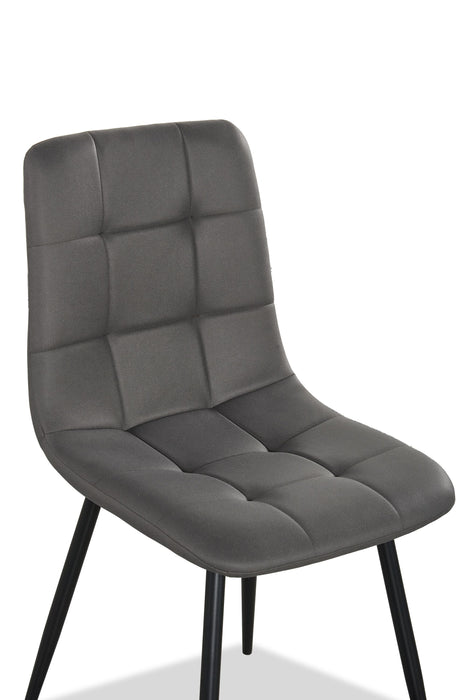 Chaise de salle à manger Arlo en métal avec siège et dossier coussinés capitonnés en tissu - anthracite