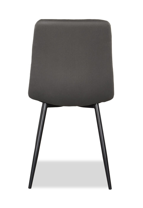 Chaise de salle à manger Arlo en métal avec siège et dossier coussinés capitonnés en tissu - anthracite