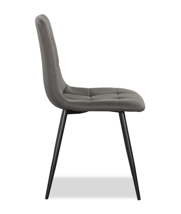 Chaise de salle à manger Arlo en métal avec siège et dossier coussinés capitonnés en tissu - anthracite