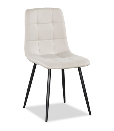 Arlo Dining Chair with Cushion Fabric Tufted Seat & Back, Metal – Grey | Chaise de salle à manger Arlo en métal avec siège et dossier coussinés capitonnés en tissu - grise