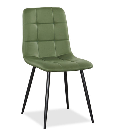 Arlo Dining Chair with Cushion Fabric Tufted Seat & Back, Metal – Green | Chaise de salle à manger Arlo en métal avec siège et dossier coussinés capitonnés en tissu - verte