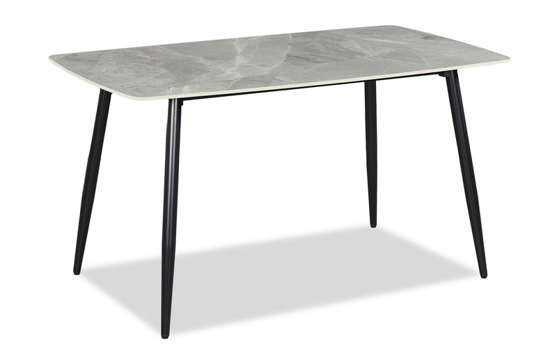 Ensemble de salle à manger Arlo 5 pièces en pierre frittée et métal avec table de 55 po (L) et 4 chaises anthracites - anthracite, gris et noir