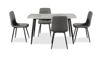  Ensemble de salle à manger Arlo 5 pièces en pierre frittée et métal avec table de 55 po (L) et 4 chaises anthracites - anthracite, gris et noir
