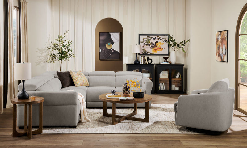 Sofa sectionnel à inclinaison électrique Aspen de Cindy Crawford Home 3 pièces avec appuie-têtes électriques et port USB - argenté