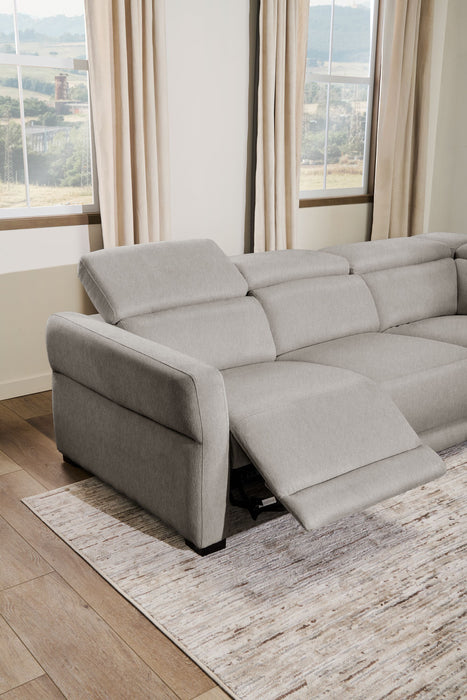 Sofa sectionnel à inclinaison électrique Aspen de Cindy Crawford Home 4 pièces avec fauteuil sans inclinable - argenté