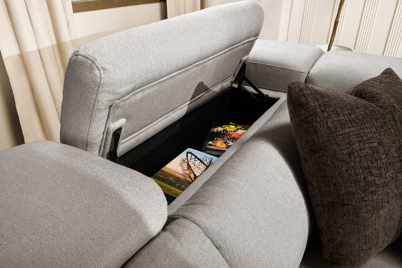 Sofa sectionnel à inclinaison électrique Aspen de Cindy Crawford Home 5 pièces avec appuie-têtes électriques et port USB - argenté