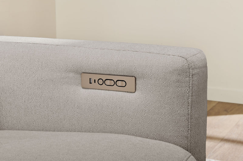 Sofa sectionnel à inclinaison électrique Aspen de Cindy Crawford Home 5 pièces avec appuie-têtes électriques et port USB - argenté