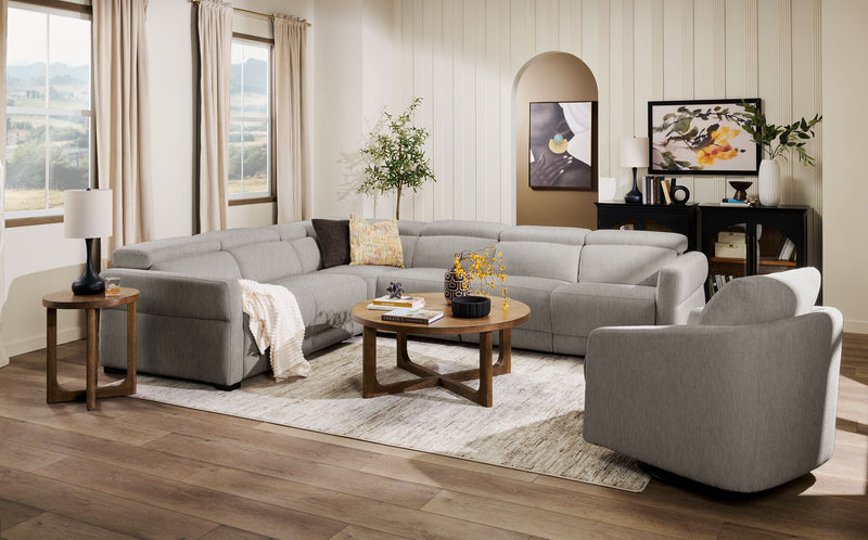 Sofa sectionnel à inclinaison électrique Aspen de Cindy Crawford Home 4 pièces avec fauteuil sans inclinable - argenté