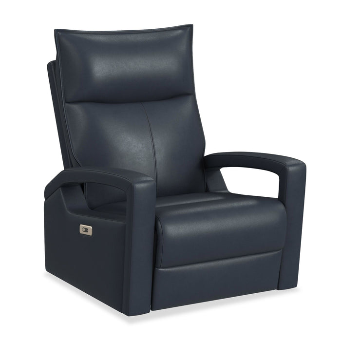 Fauteuil à inclinaison électrique Carlos de 31 po en cuir véritable de qualité supérieure avec coulissement et pivotement - bleu