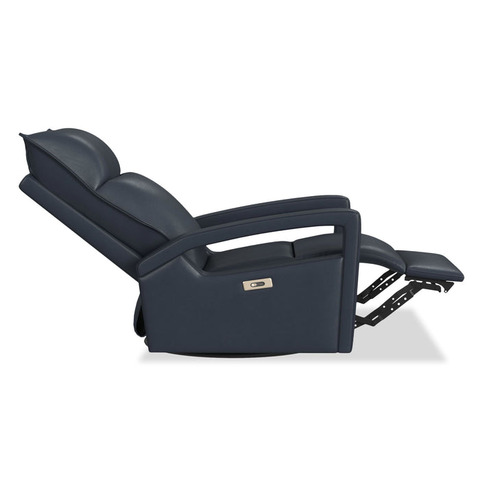 Fauteuil à inclinaison électrique Carlos de 31 po en cuir véritable de qualité supérieure avec coulissement et pivotement - bleu