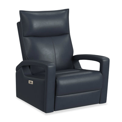Carlos 31" Top-Grain Genuine Leather Power Reclining Chair with Glider and Swivel –  Blue | Fauteuil à inclinaison électrique Carlos de 31 po en cuir véritable de qualité supérieure avec coulissement et pivotement - bleu