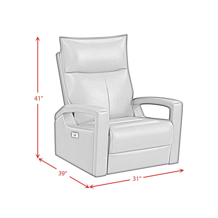 Fauteuil à inclinaison électrique Carlos de 31 po en cuir véritable de qualité supérieure avec coulissement et pivotement - gris
