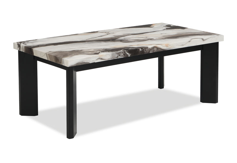 Table à café moderne Carra de 47,64 po avec dessus en imitation de marbre - noire