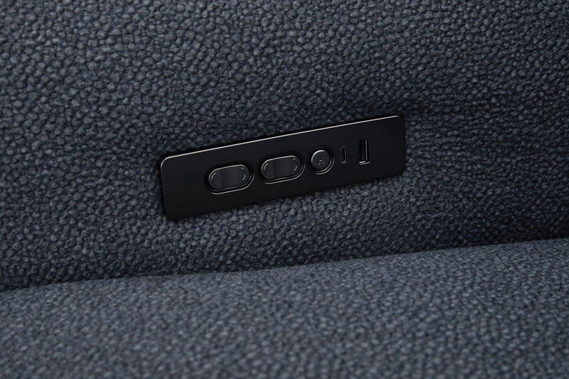 Sofa à inclinaison électrique Kaia de Cindy Crawford Home de 92 po en tissu avec appuie-têtes électriques- indigo