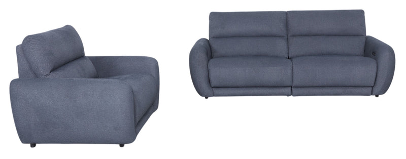 Sofa à inclinaison électrique Kaia de Cindy Crawford Home de 92 po en tissu avec appuie-têtes électriques- indigo