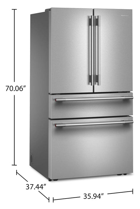 Réfrigérateur KitchenAid de 30 pi³ à portes françaises - acier inoxydable PrintShield - KRMF336SPS