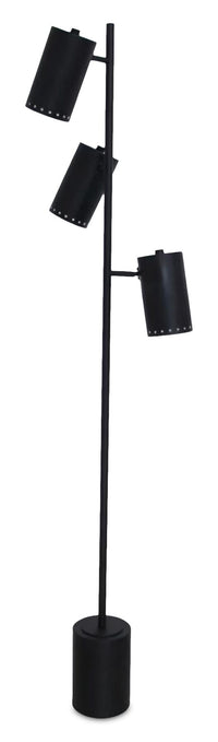  Lampe à pied moderne Sable de 14 po avec 3 abat-jour pivotants en métal - noire 