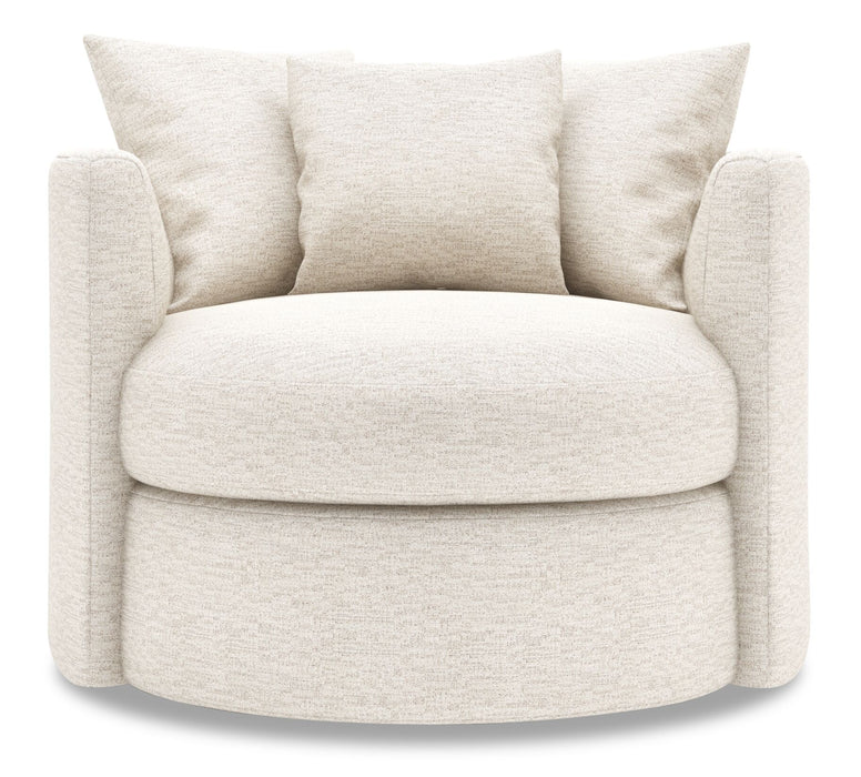 Fauteuil d’appoint pivotant personnalisable Nest de Sofa Lab de 36 po fabriqué au Canada en tissu - Chenille White 