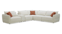  Sofa sectionnel Palisade de 6 pièces en tissu avec console de rangement à dessus relevable et coussins décoratifs - sable