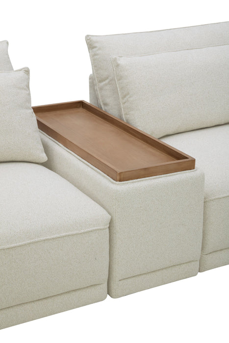 Sofa sectionnel Palisade de 6 pièces en tissu avec console de rangement à dessus relevable et coussins décoratifs - sable