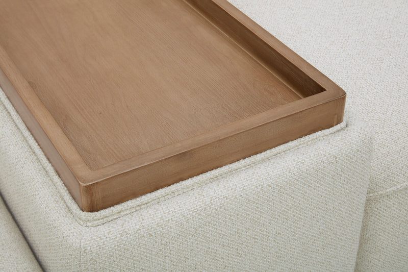 Sofa sectionnel Palisade de 6 pièces en tissu avec console de rangement à dessus relevable et coussins décoratifs - sable