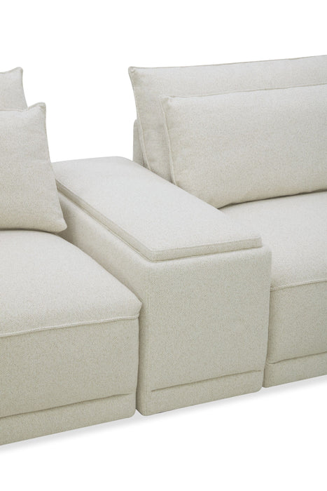 Sofa sectionnel Palisade de 6 pièces en tissu avec console de rangement à dessus relevable et coussins décoratifs - sable