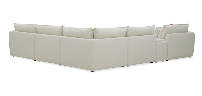 Sofa sectionnel Palisade de 6 pièces en tissu avec console de rangement à dessus relevable et coussins décoratifs - sable