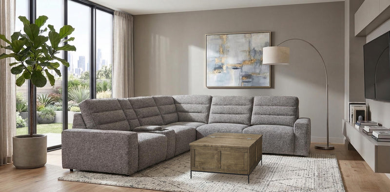 Sofa sectionnel Prestige de Shaquille O’Neal Home 6 pièces avec inclinaison électrique - gris