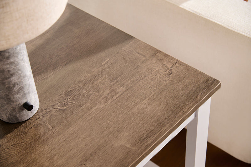 Table de bout rustique Ridge de 22 po avec tablette - chêne noyer et blanche
