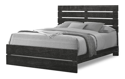 Soren Panel Bed with Slat Headboard & Frame, Graphite Grey - Queen Size | Lit à panneaux Soren avec tête de lit à lattes et cadre de lit, gris graphite - format grand lit