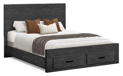 Soren Platform Storage Bed with Panel Headboard & Frame, Graphite Grey  - Queen Size | Lit plateforme de rangement Soren avec tête de lit à panneau et cadre de lit, gris graphite i - format grand lit