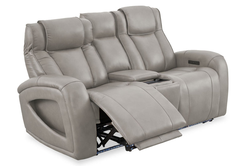 Causeuse à inclinaison électrique Titan de Shaquille O’Neal Home de 81 po en cuir véritable avec confort Shaq-o-pedic - ardoise 